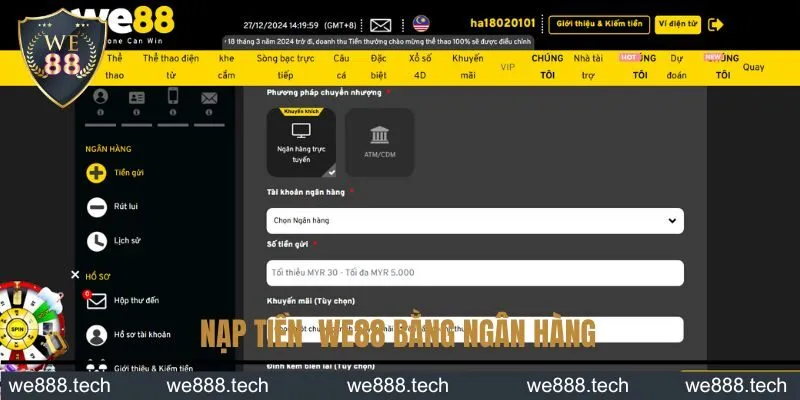 Nạp tiền vào tài khoản KUBET bằng ngân hàng
